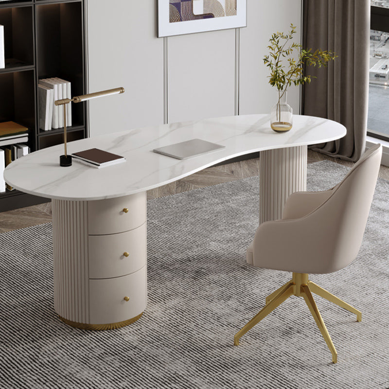 Contemporary Writing Desk Free Form Stone Top Office Desk with Legs