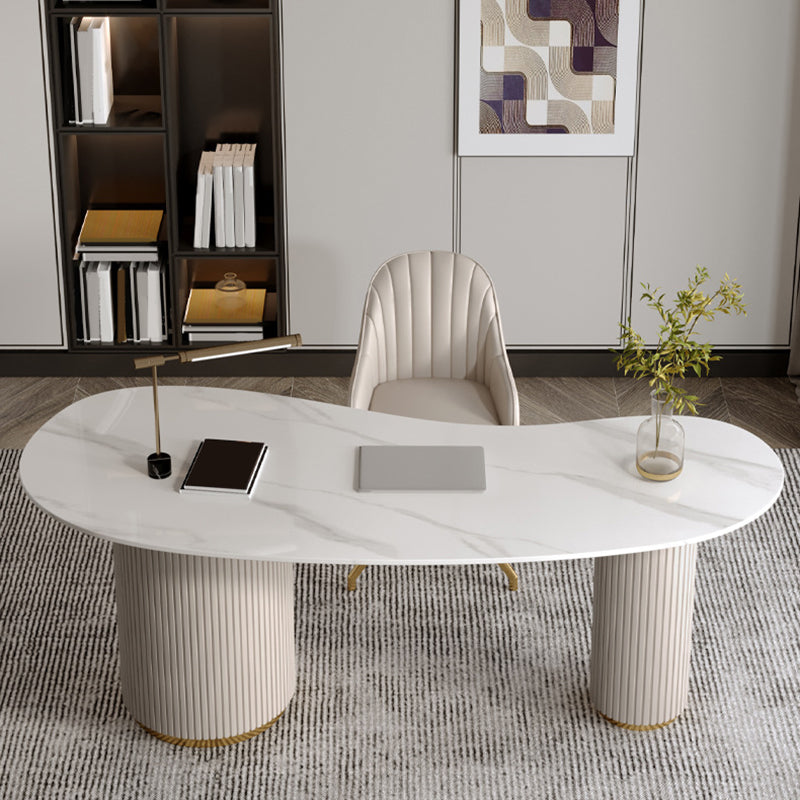 Contemporary Writing Desk Free Form Stone Top Office Desk with Legs