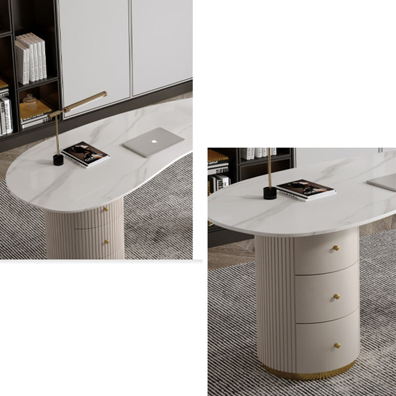 Contemporary Writing Desk Free Form Stone Top Office Desk with Legs