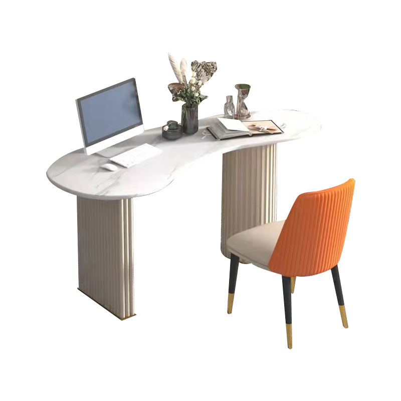 Contemporary Writing Desk Free Form Stone Top Office Desk with Legs