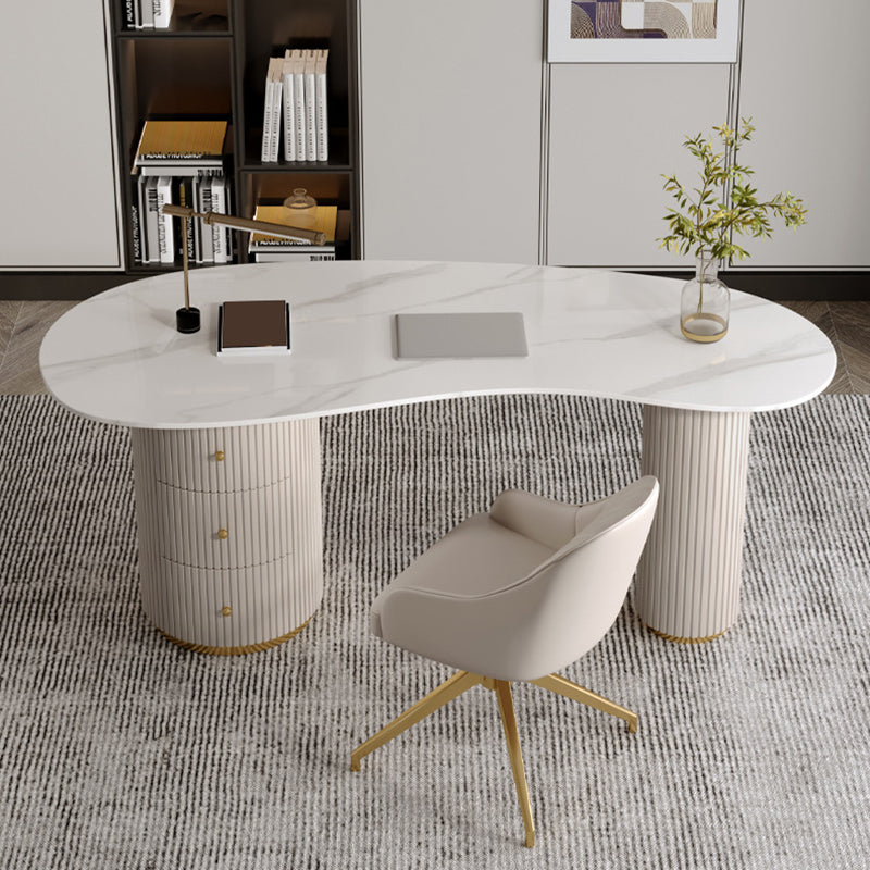 Contemporary Writing Desk Free Form Stone Top Office Desk with Legs