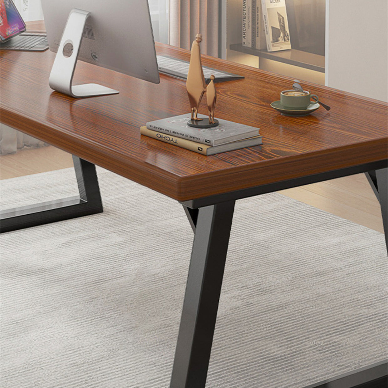 Contemporary Rectangular Writing Desk Engineered Wood Office Desk with Legs