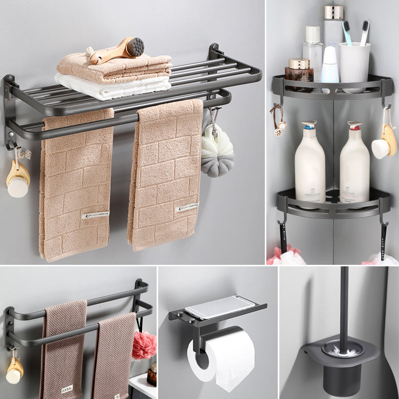 Modern Bathroom Hardware Set Towel Bar Grey Bath Shelf Bathroom Set