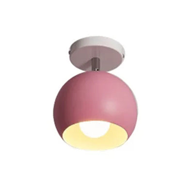 Rotatable Macaron Style Ceiling Light Sphere Shade 1 Light Metal Flush Mount Light for Hallway