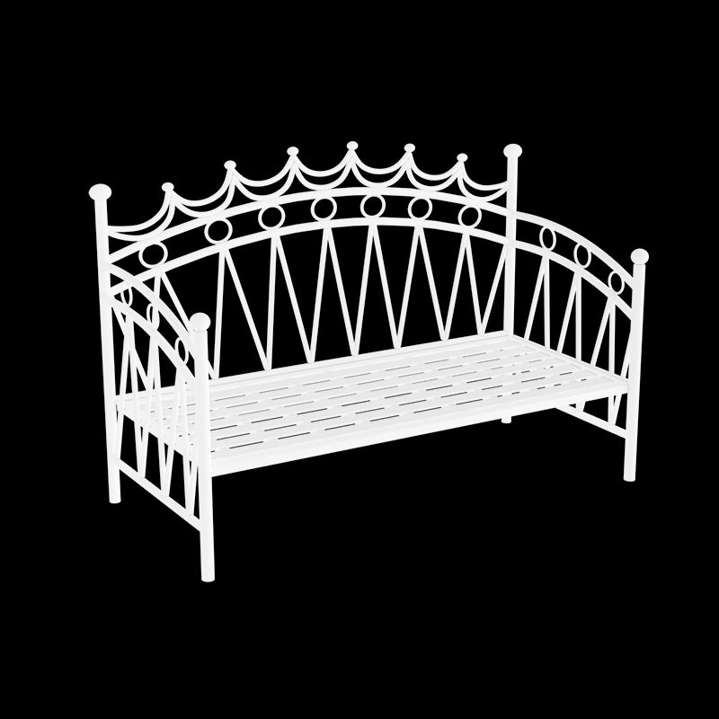 Scandinavian Iron Frame Daybed with Open-Frame Headboard and Guardrail