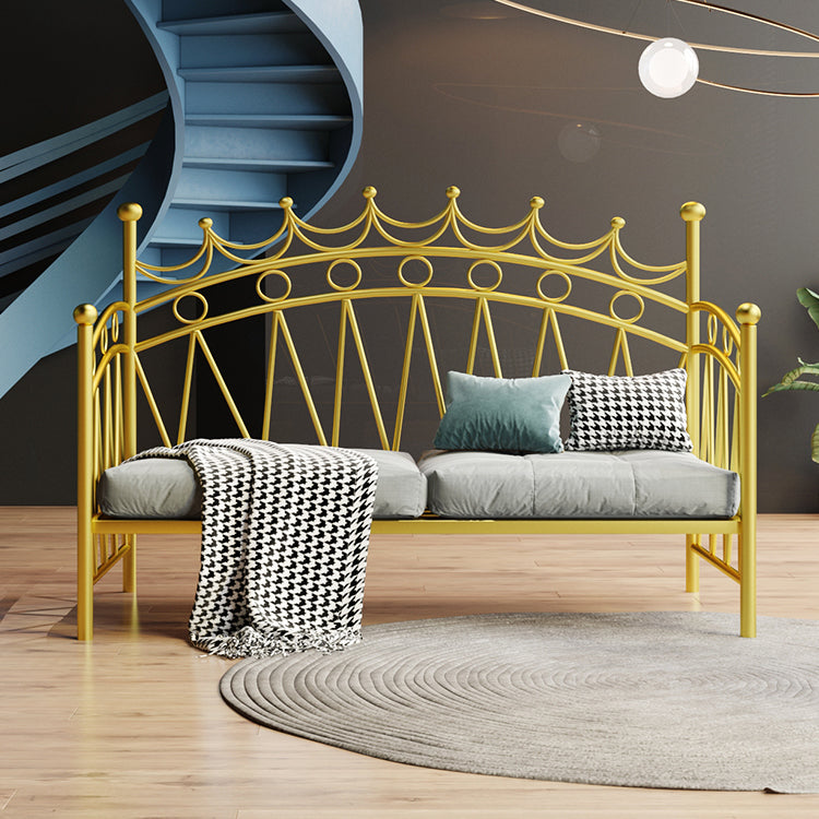 Scandinavian Iron Frame Daybed with Open-Frame Headboard and Guardrail