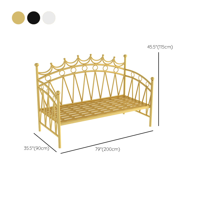 Scandinavian Iron Frame Daybed with Open-Frame Headboard and Guardrail