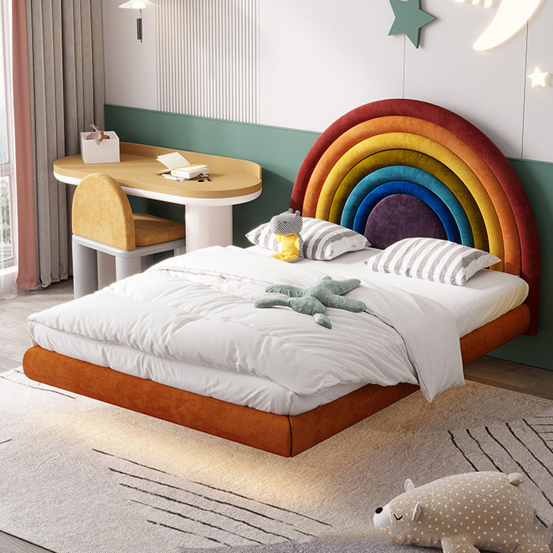 Modern Solid Wood Bed Arched Shape Standard Bed with Headboard