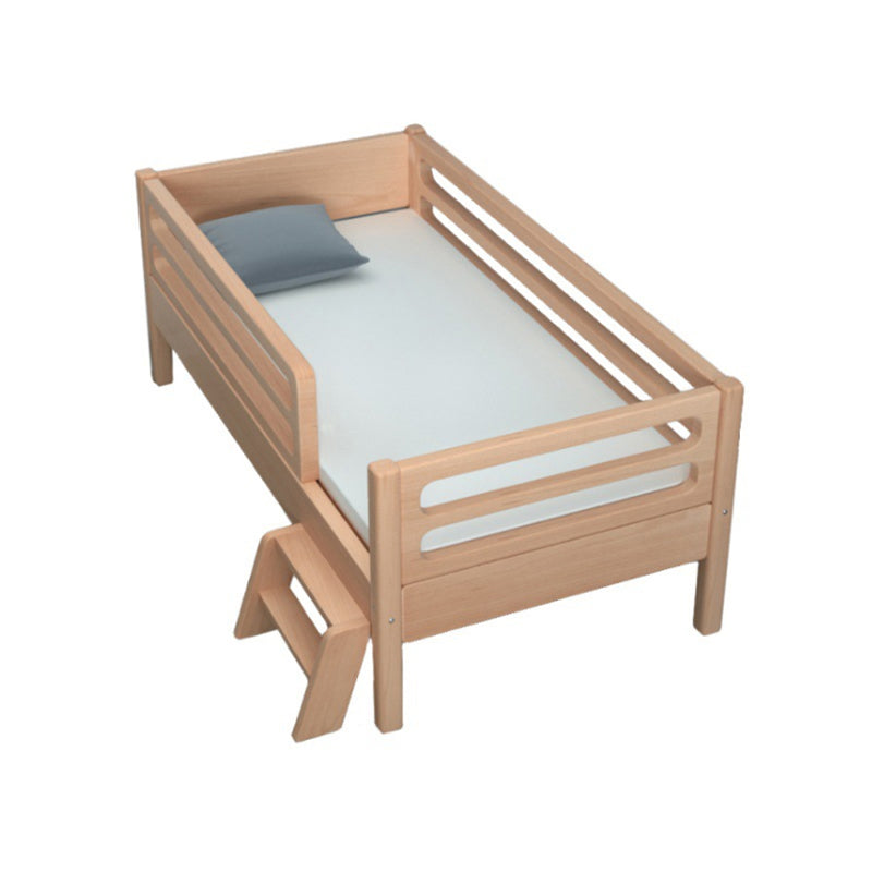 Modern Baby Crib with Guardrail Light Wood Beech Nursery Crib