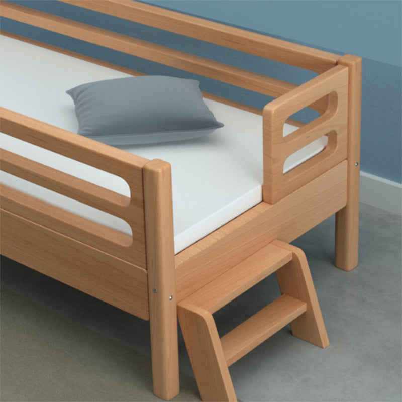 Modern Baby Crib with Guardrail Light Wood Beech Nursery Crib