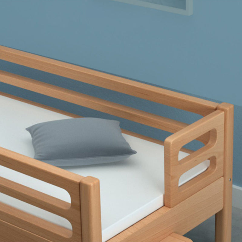 Modern Baby Crib with Guardrail Light Wood Beech Nursery Crib