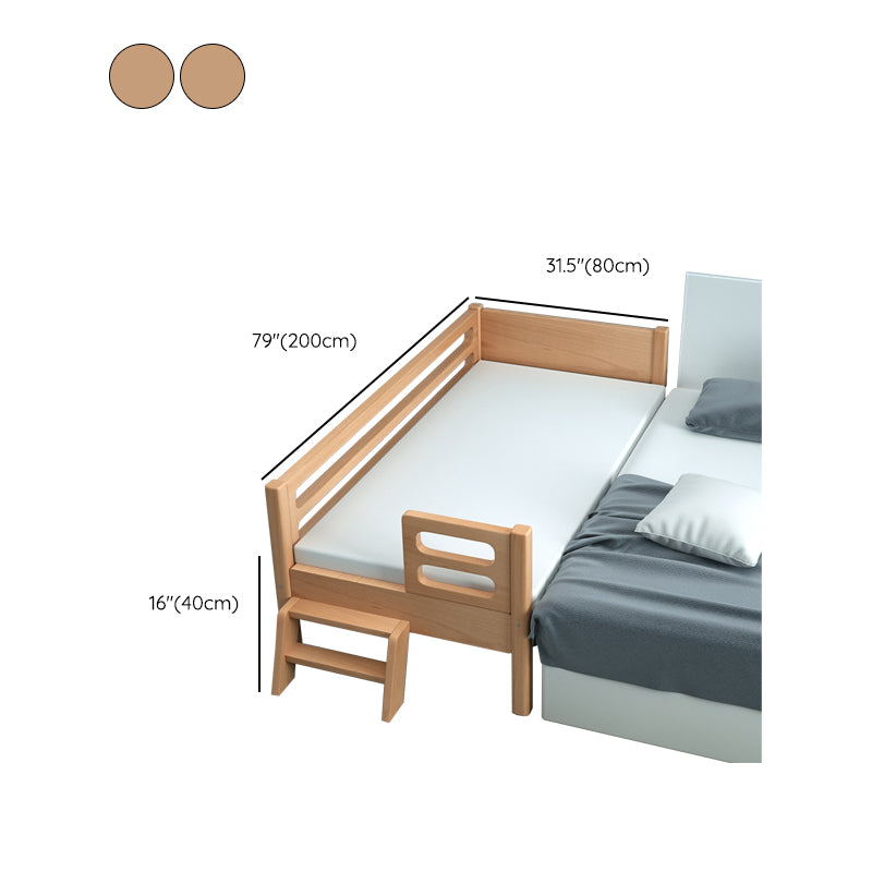 Modern Baby Crib with Guardrail Light Wood Beech Nursery Crib