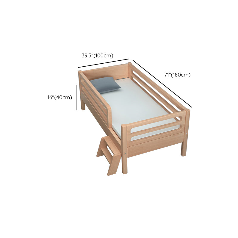 Modern Baby Crib with Guardrail Light Wood Beech Nursery Crib