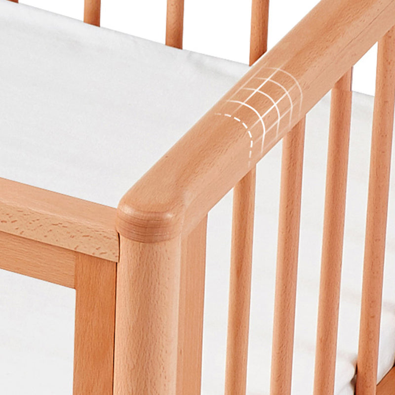 Solid Wood Kids Bed Natural Color Nursery Bed with Guardrail