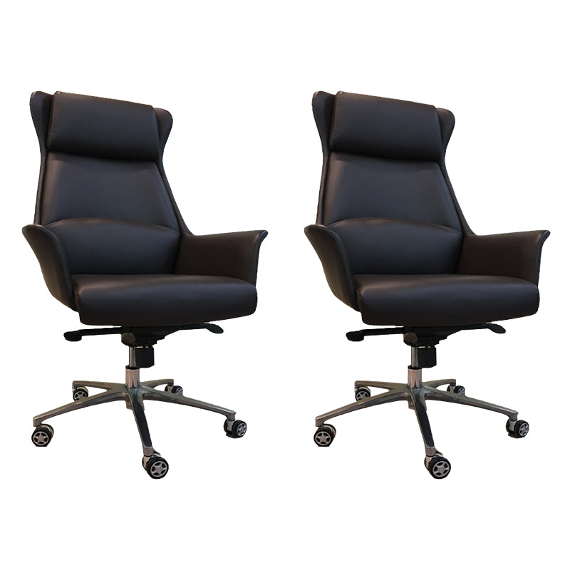 Contemporary Upholstered Managers Chair Faux Leather Black Task Swivel Chair