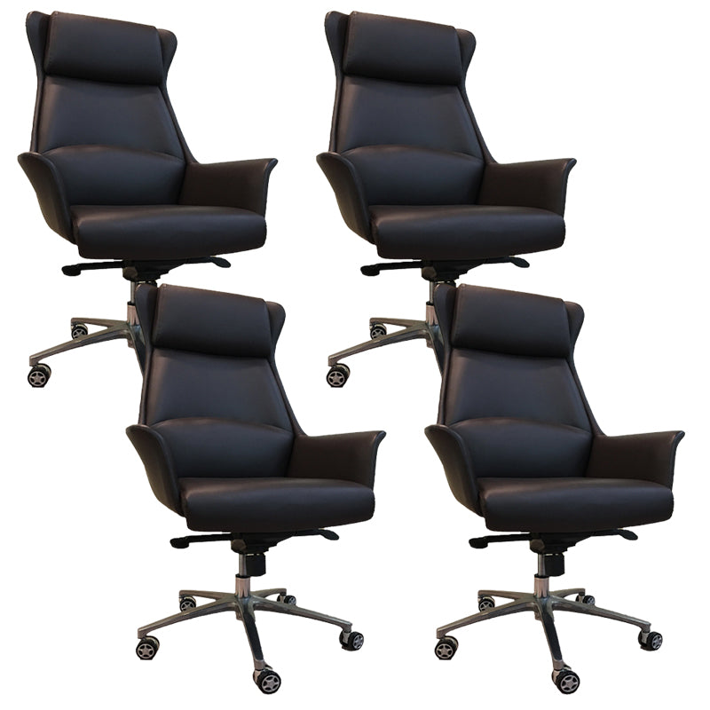 Contemporary Upholstered Managers Chair Faux Leather Black Task Swivel Chair