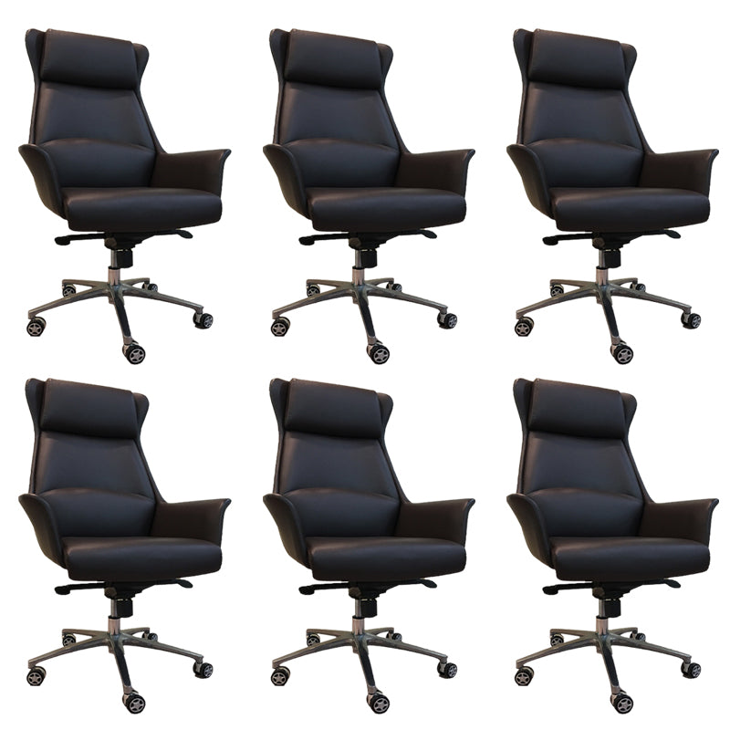 Contemporary Upholstered Managers Chair Faux Leather Black Task Swivel Chair