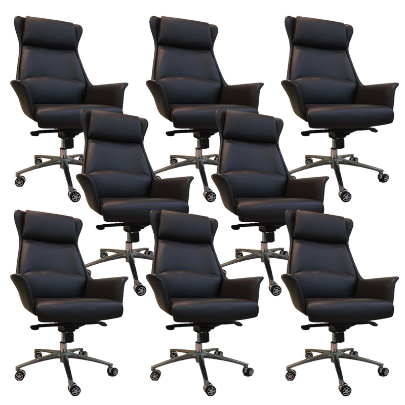 Contemporary Upholstered Managers Chair Faux Leather Black Task Swivel Chair