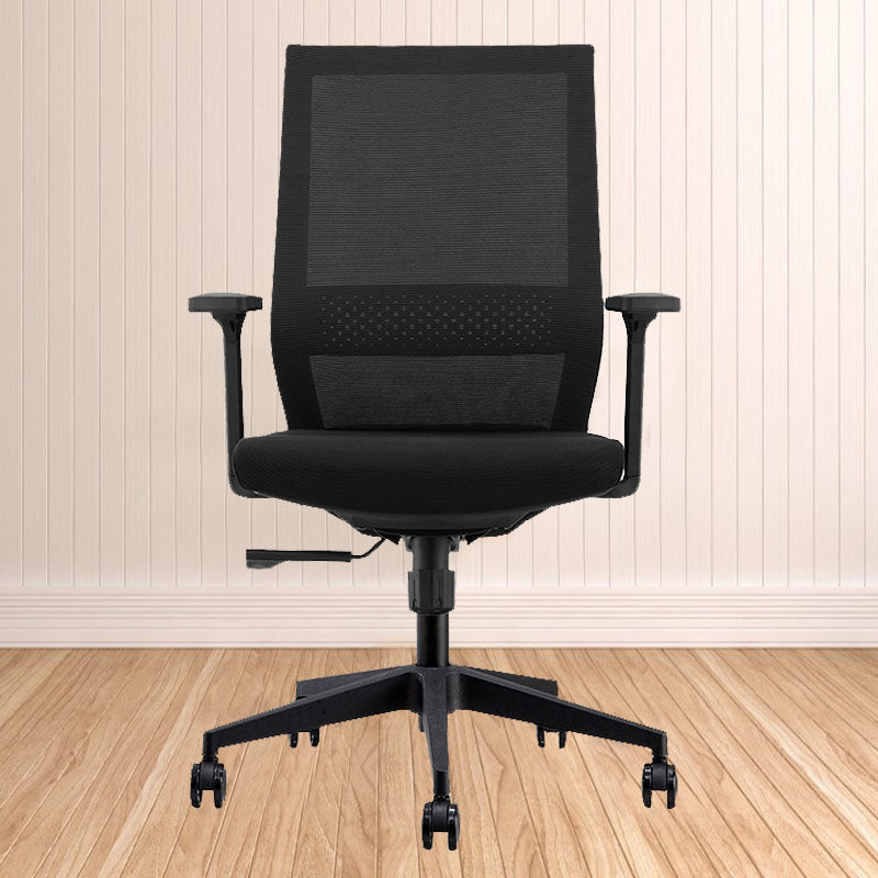 Modern Desk Chair Mesh Computer Chair in Black/Blue Mid-Back Chair with Wheels