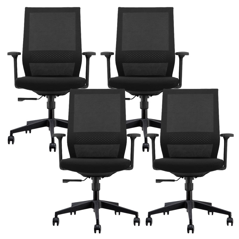 Modern Desk Chair Mesh Computer Chair in Black/Blue Mid-Back Chair with Wheels