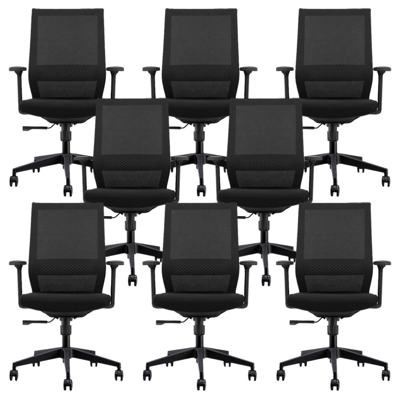 Modern Desk Chair Mesh Computer Chair in Black/Blue Mid-Back Chair with Wheels