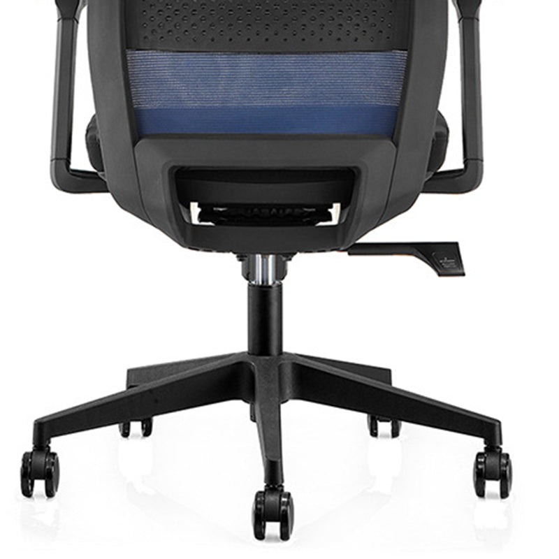 Modern Desk Chair Mesh Computer Chair in Black/Blue Mid-Back Chair with Wheels