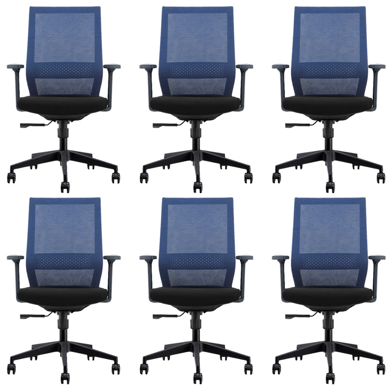 Modern Desk Chair Mesh Computer Chair in Black/Blue Mid-Back Chair with Wheels