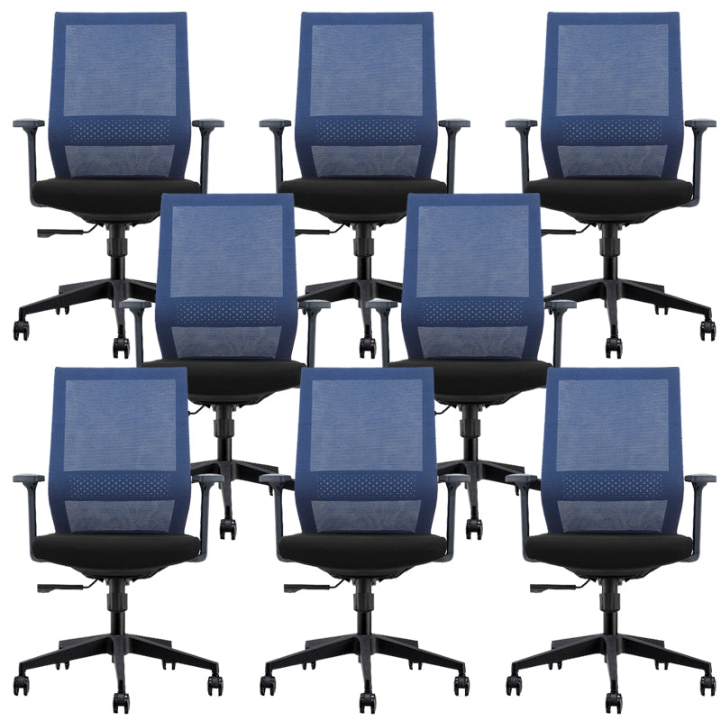 Modern Desk Chair Mesh Computer Chair in Black/Blue Mid-Back Chair with Wheels