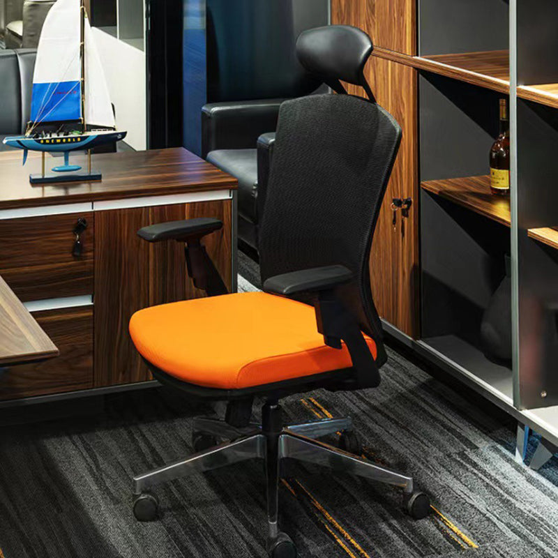 Modern Desk Chair Mesh Computer Chair in Black/Orange High-Back Chair with Wheels