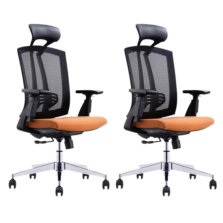 Modern Desk Chair Mesh Computer Chair in Black/Orange High-Back Chair with Wheels