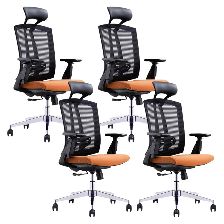 Modern Desk Chair Mesh Computer Chair in Black/Orange High-Back Chair with Wheels