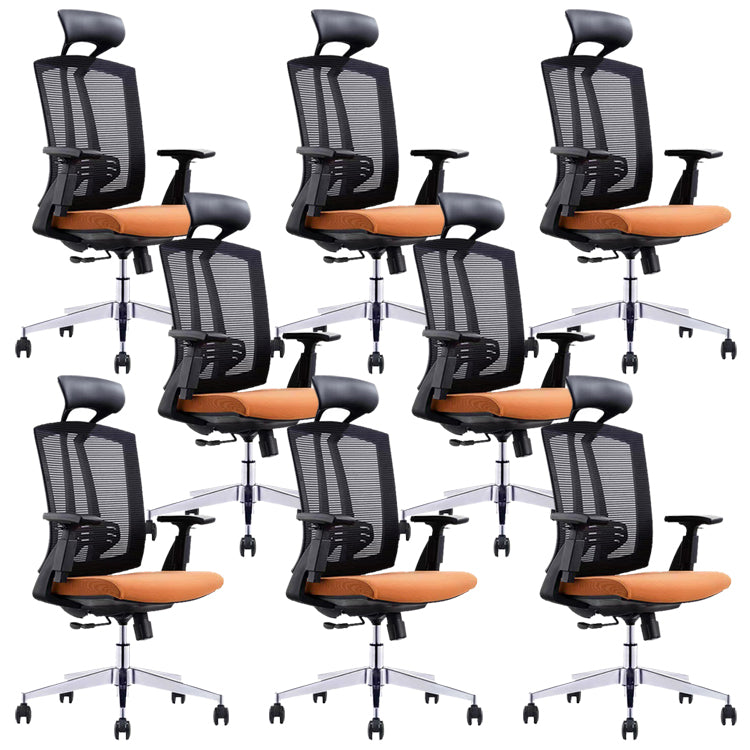 Modern Desk Chair Mesh Computer Chair in Black/Orange High-Back Chair with Wheels