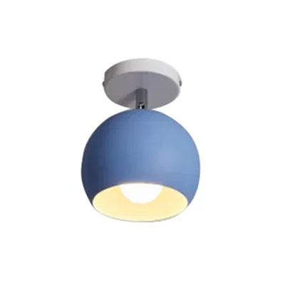 Rotatable Macaron Style Ceiling Light Sphere Shade 1 Light Metal Flush Mount Light for Hallway