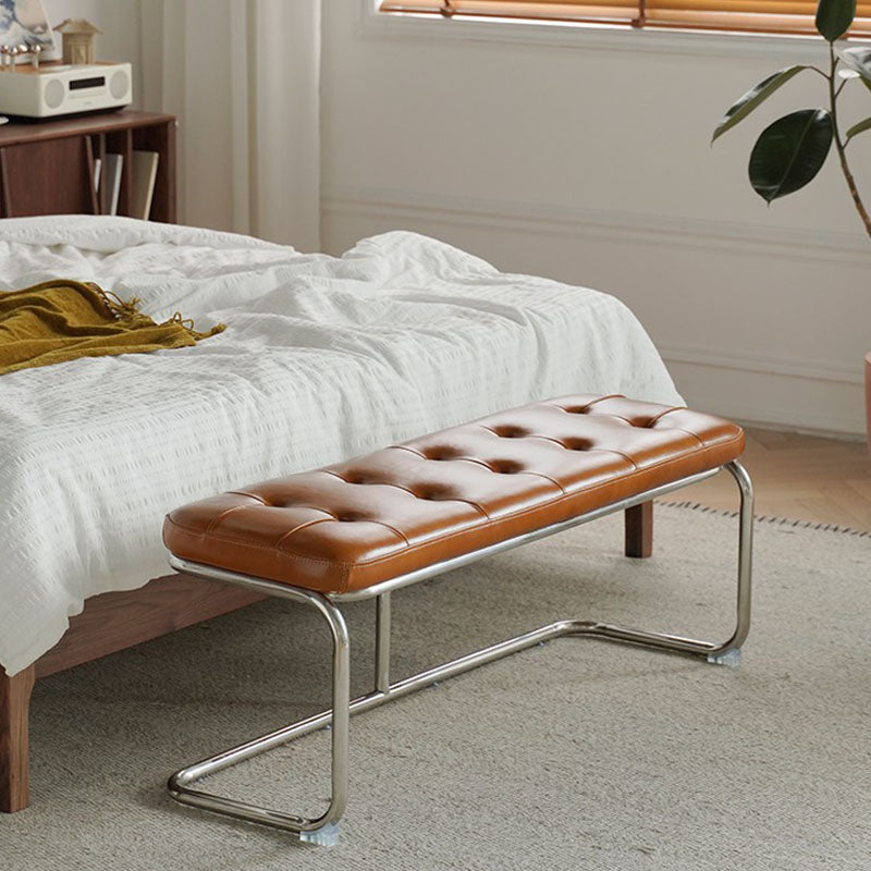 Contemporary Upholstered Bench Rectangle Bedroom Bench in Brown with Legs