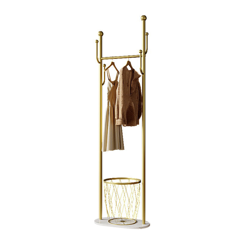 Modern Metal Clothes Hanger Plain Coat Rack with Marble Bottom