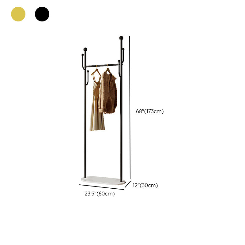 Modern Metal Clothes Hanger Plain Coat Rack with Marble Bottom