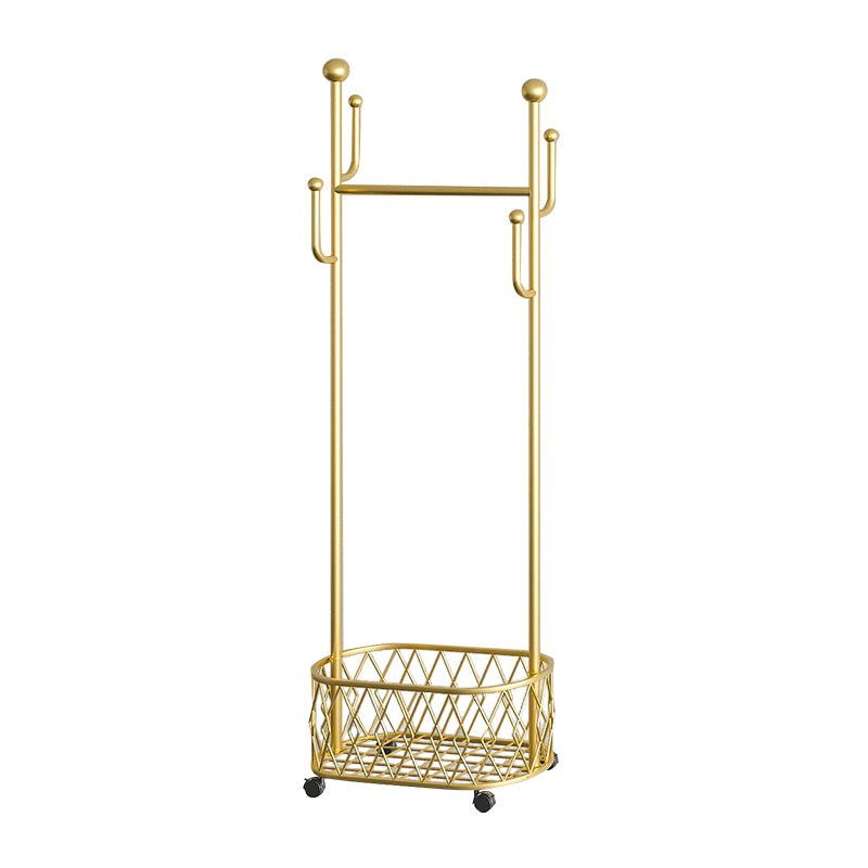 Gorgeous Metal Coat Hanger Plain Basket Storage Coat Rack with Coat Hooks