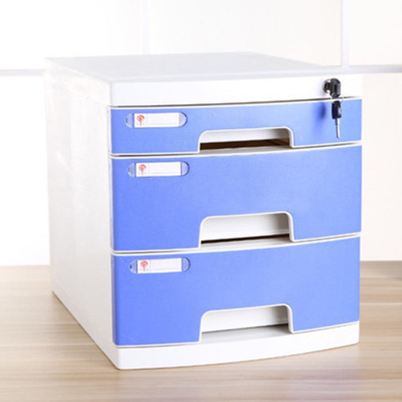 Coastal Cabinet Plastic Locking Drawers File Cabinet for Office