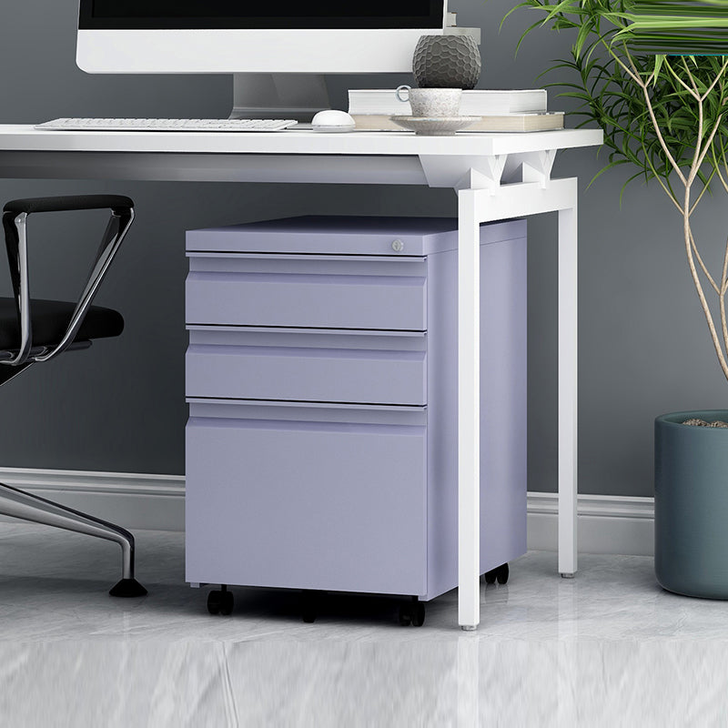 Contemporary File Cabinets Metal Frame File Pedestal with Key Lock for Office