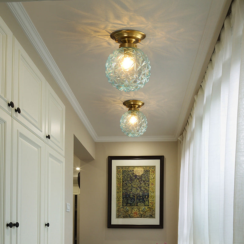 Sphere Shape Flush Light Modern Style Glass 1 Light Flush Ceiling Light for Living Room