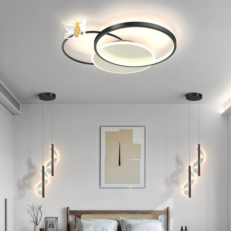 3 Lights Geometric Flush Ceiling Lights Contemporary Metal Flush Mount Lights for Bedroom