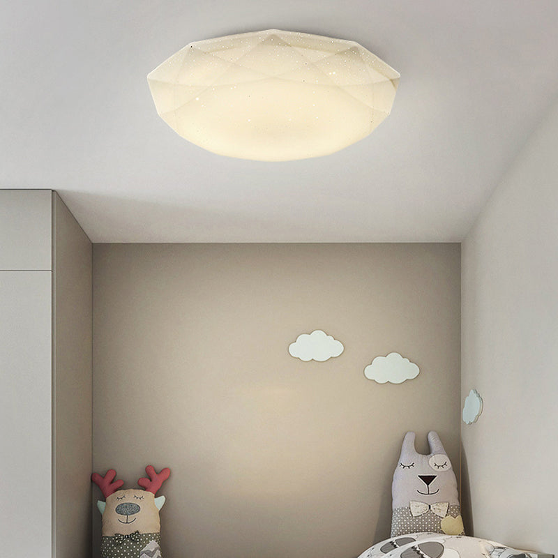 Modern 1 - Light Flush Mount Iron and Acrylic LED Ceiling Flush in White