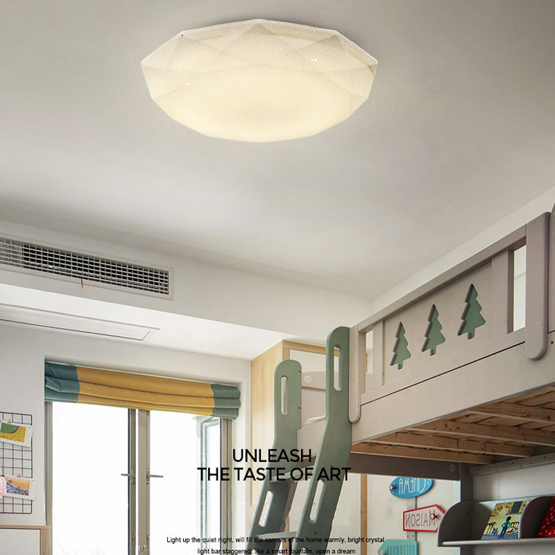 Modern 1 - Light Flush Mount Iron and Acrylic LED Ceiling Flush in White