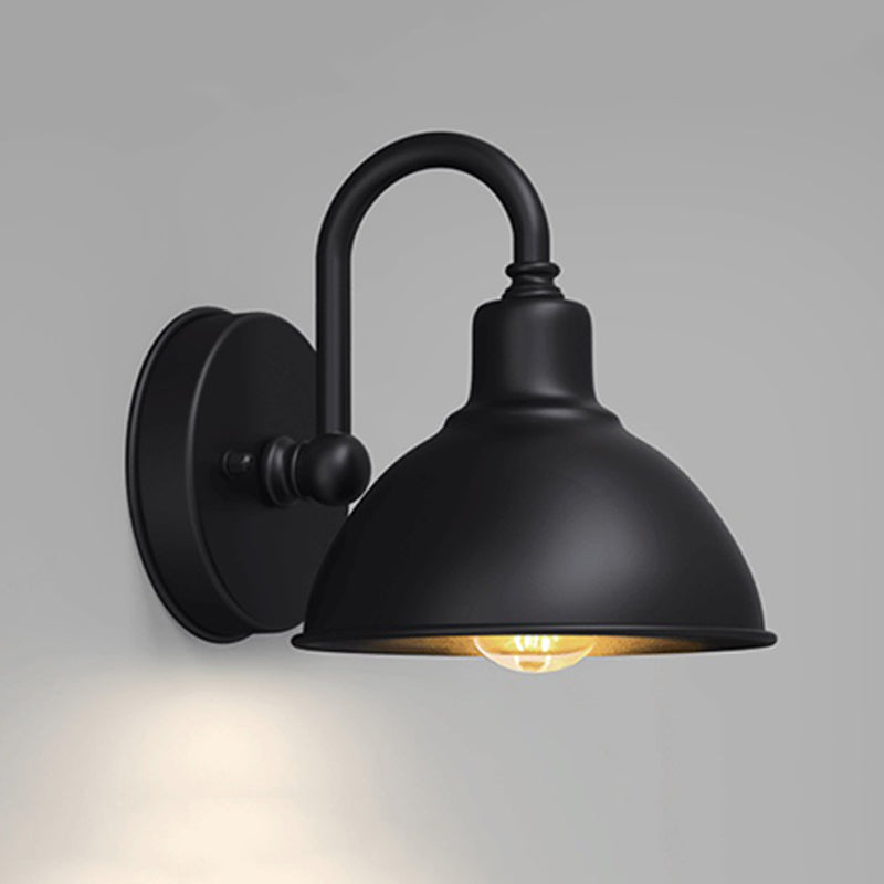 Rounded Dome Shape Wall Lamp Modern Style Metal 1 Lights Sconce Light in Black