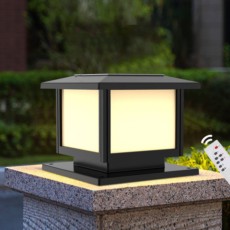 Solar Energy Pillar Lamp LED Outdoor Light with Acrylic Shade for Patio