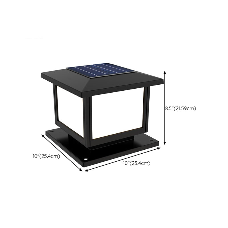 Solar Energy Pillar Lamp LED Outdoor Light with Acrylic Shade for Patio