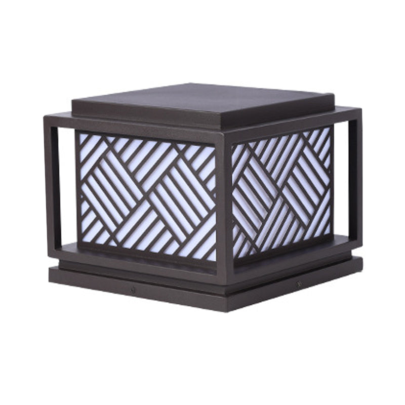 Modern Pillar Lamp Solar Energy Outdoor Light with Acrylic Shade for Patio