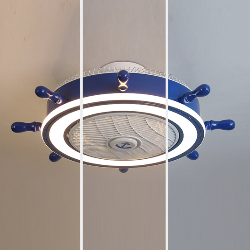 Mediterranean Style Ceiling Fan Lamp LED Circle Shape Ceiling Fan Light for Bedroom