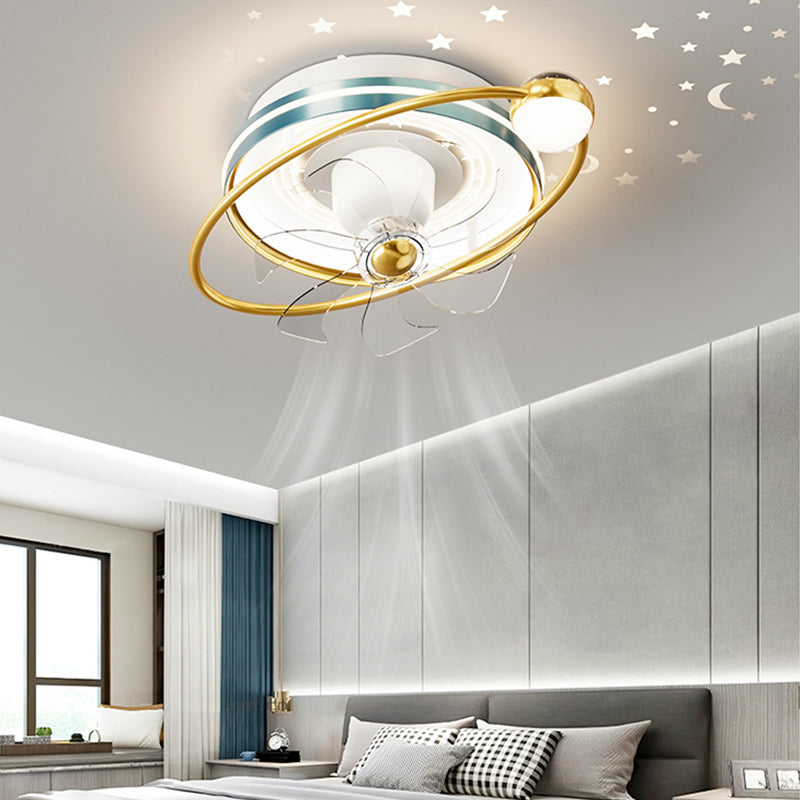 Modern LED Geometric Fan Light White and Gold Ceiling Fan Light