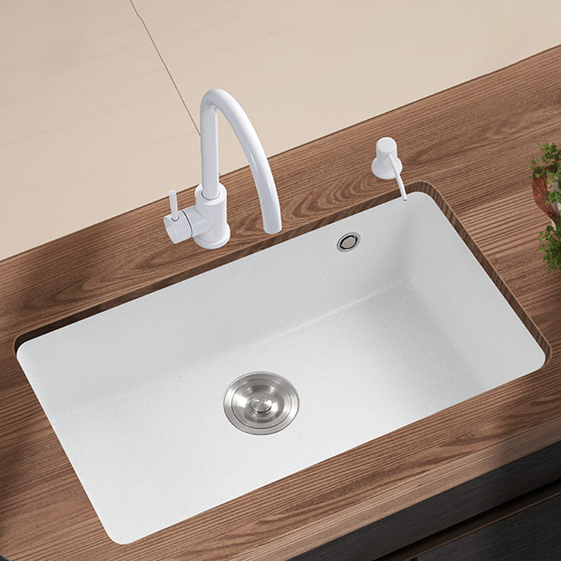 White Rectangle Kitchen Sink 2 Holes Drop-In Contemporary Sink